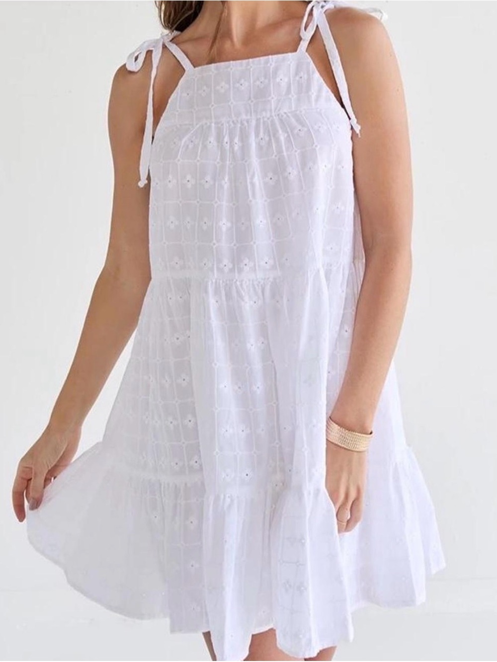 Light Gray Tie-Shoulder Sundress - Women's Casual Dress